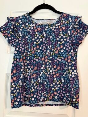 Girls Floral Shirt with Ruffle Sleeves